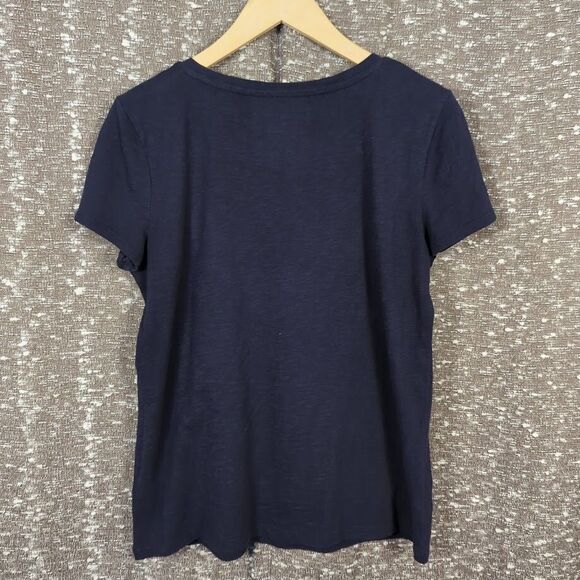 Talbots Tutti Frutti Navy Embroidered Beaded Fruit Print T-Shirt Women's Small - Picture 4 of 8